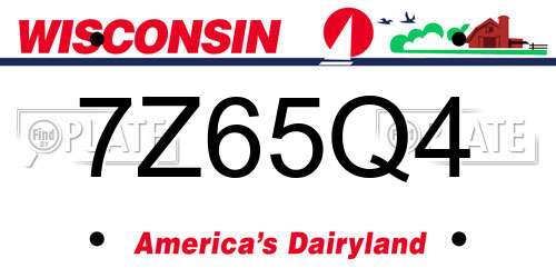 7Z65Q4 Wisconsin License Plate