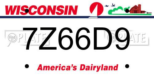 7Z66D9 Wisconsin License Plate