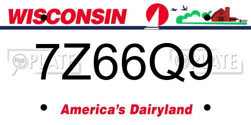 7Z66Q9 Wisconsin License Plate