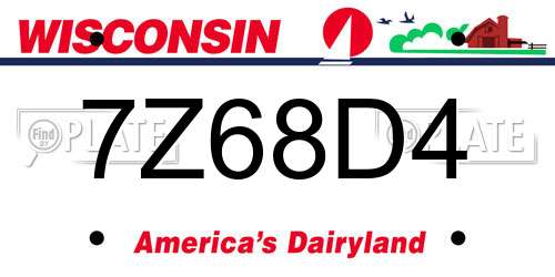 7Z68D4 Wisconsin License Plate