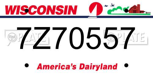 7Z70557 Wisconsin License Plate