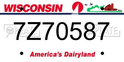 7Z70587 Wisconsin License Plate