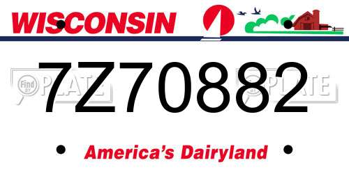 7Z70882 Wisconsin License Plate