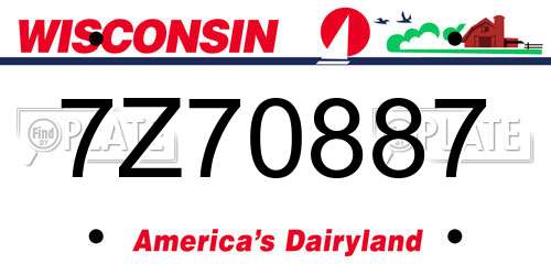 7Z70887 Wisconsin License Plate