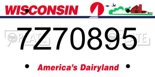 7Z70895 Wisconsin License Plate