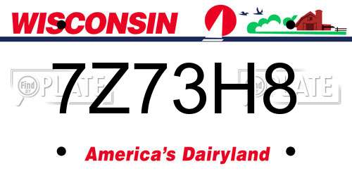 7Z73H8 Wisconsin License Plate