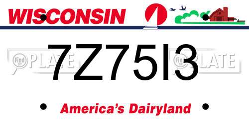 7Z75I3 Wisconsin License Plate