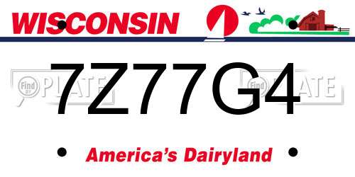 7Z77G4 Wisconsin License Plate