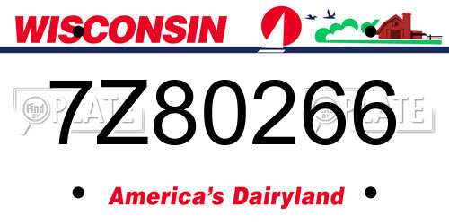 7Z80266 Wisconsin License Plate