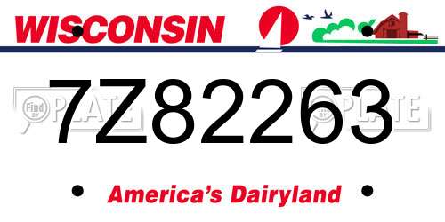 7Z82263 Wisconsin License Plate