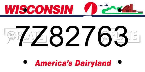 7Z82763 Wisconsin License Plate