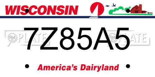 7Z85A5 Wisconsin License Plate