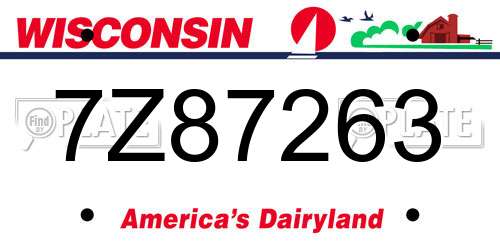 7Z87263 Wisconsin License Plate