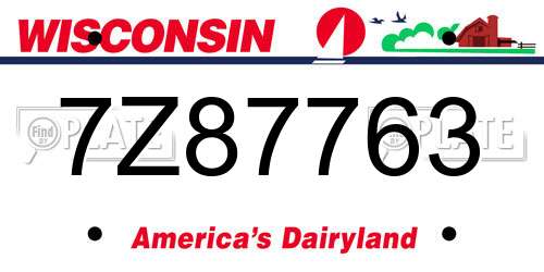 7Z87763 Wisconsin License Plate