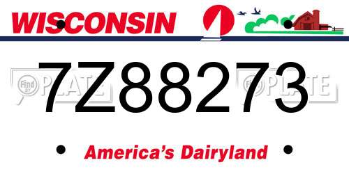 7Z88273 Wisconsin License Plate