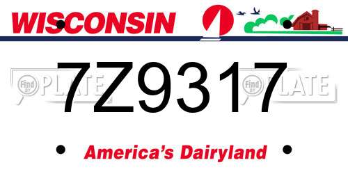 7Z9317 Wisconsin License Plate