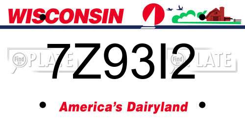 7Z93I2 Wisconsin License Plate