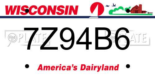 7Z94B6 Wisconsin License Plate