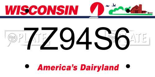 7Z94S6 Wisconsin License Plate
