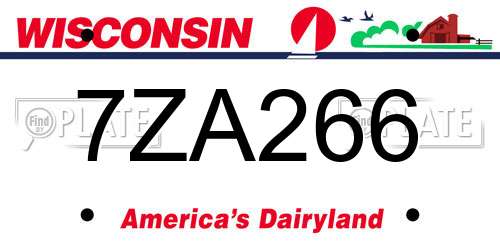 7ZA266 Wisconsin License Plate