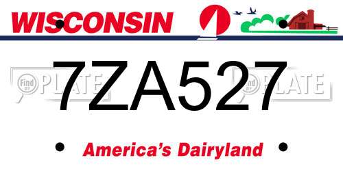 7ZA527 Wisconsin License Plate