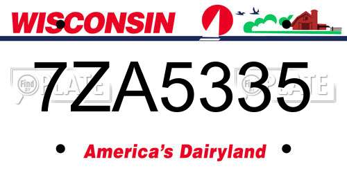 7ZA5335 Wisconsin License Plate