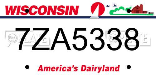 7ZA5338 Wisconsin License Plate