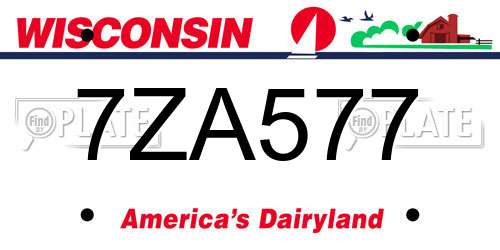 7ZA577 Wisconsin License Plate