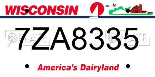 7ZA8335 Wisconsin License Plate
