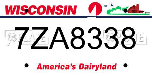 7ZA8338 Wisconsin License Plate