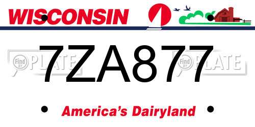 7ZA877 Wisconsin License Plate