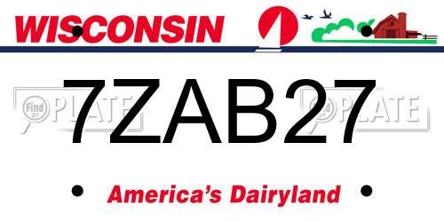 7ZAB27 Wisconsin License Plate