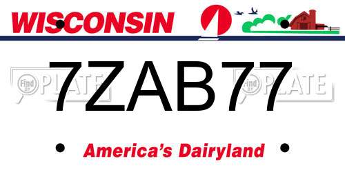 7ZAB77 Wisconsin License Plate