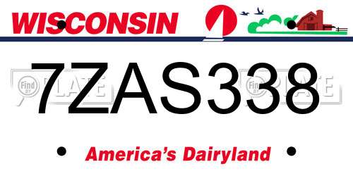 7ZAS338 Wisconsin License Plate