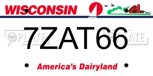 7ZAT66 Wisconsin License Plate