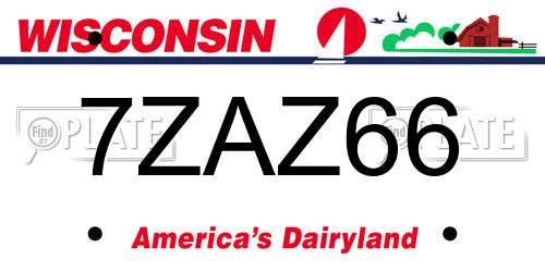 7ZAZ66 Wisconsin License Plate
