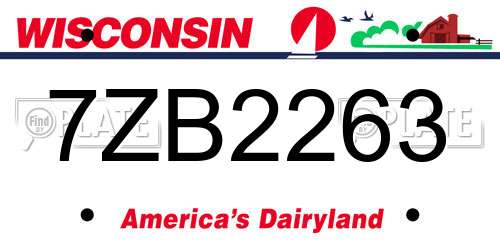 7ZB2263 Wisconsin License Plate