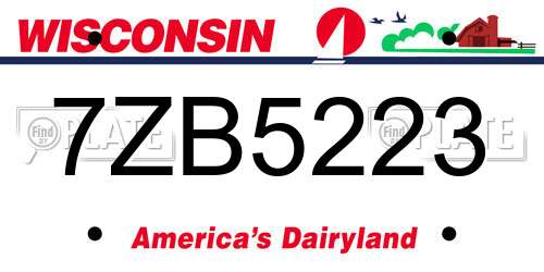 7ZB5223 Wisconsin License Plate