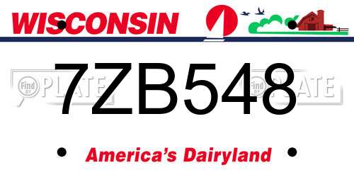 7ZB548 Wisconsin License Plate