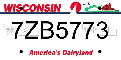 7ZB5773 Wisconsin License Plate
