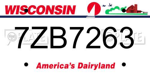 7ZB7263 Wisconsin License Plate