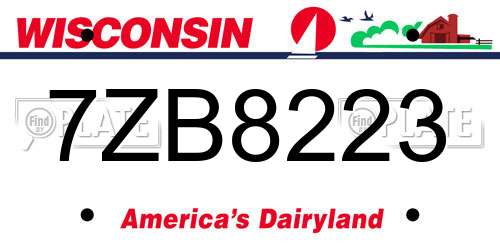 7ZB8223 Wisconsin License Plate