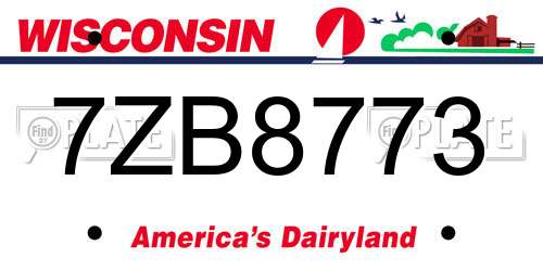 7ZB8773 Wisconsin License Plate