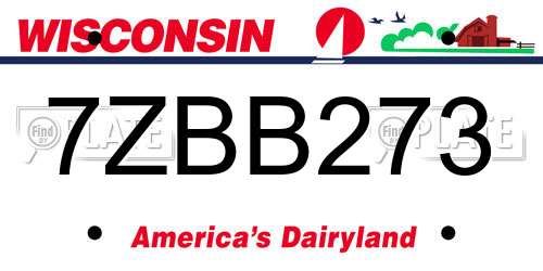 7ZBB273 Wisconsin License Plate