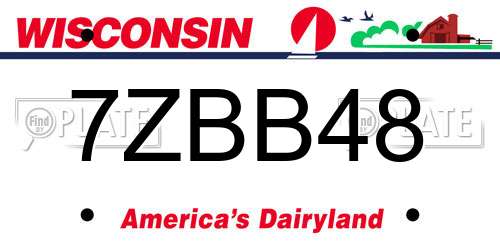 7ZBB48 Wisconsin License Plate