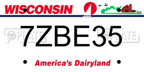 7ZBE35 Wisconsin License Plate