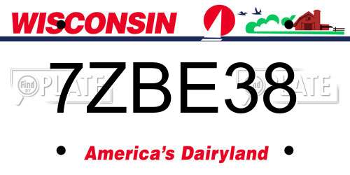 7ZBE38 Wisconsin License Plate