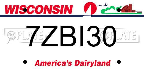 7ZBI30 Wisconsin License Plate