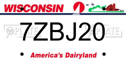 7ZBJ20 Wisconsin License Plate