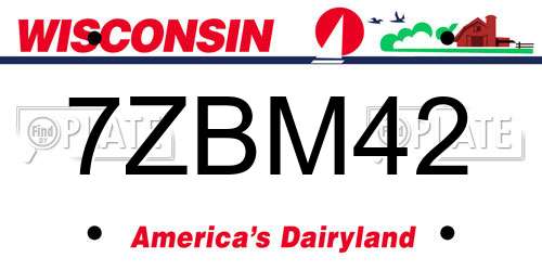 7ZBM42 Wisconsin License Plate